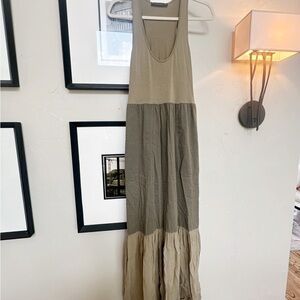 Cream Tiered Maxi Sundress with Scoop Neck